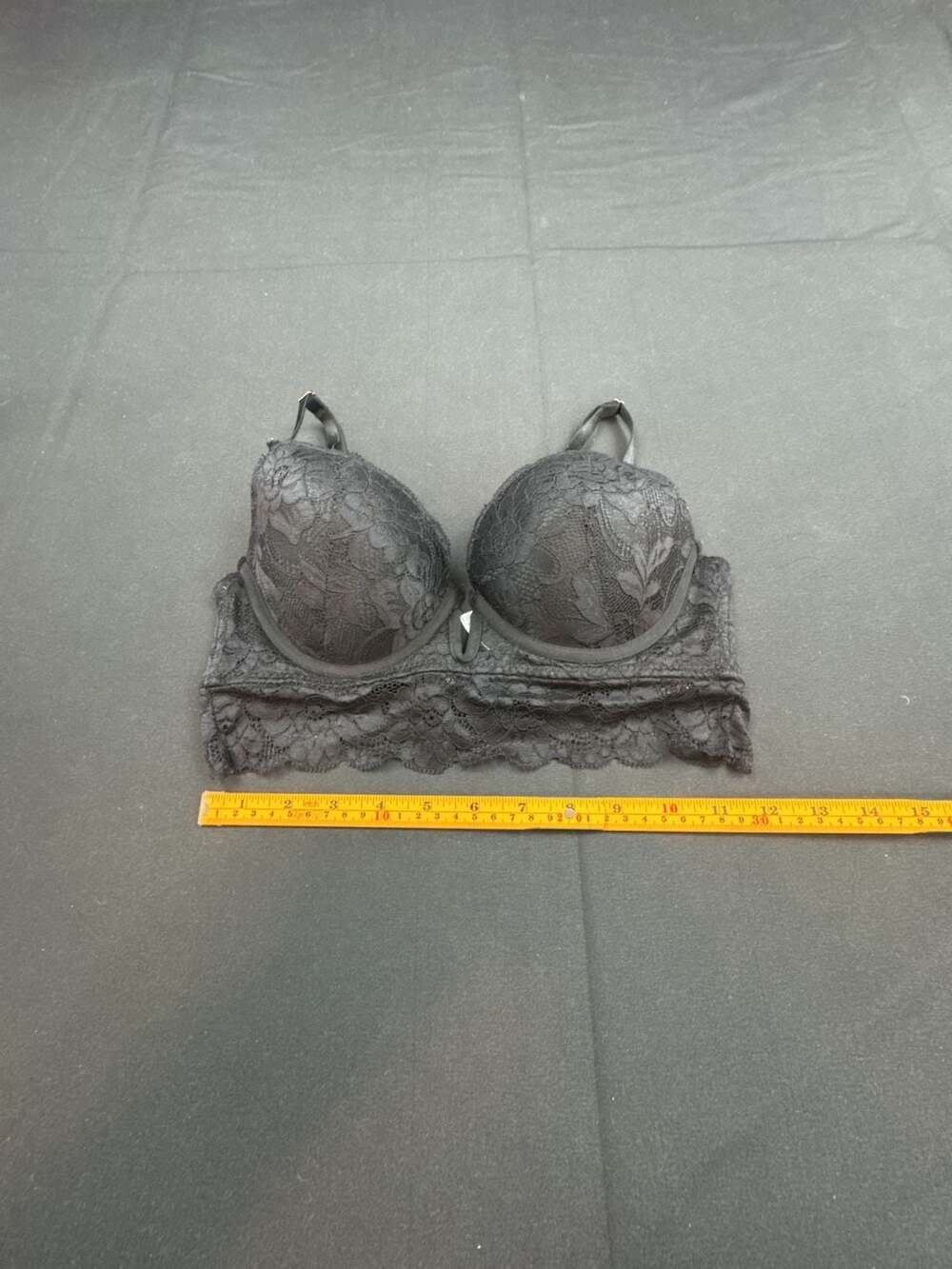 Marilyn Monroe Black Floral Lace Longline Push-Up Bra 34C